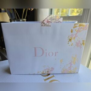 Dior Pink and Gold Gift Bag with Ribbon